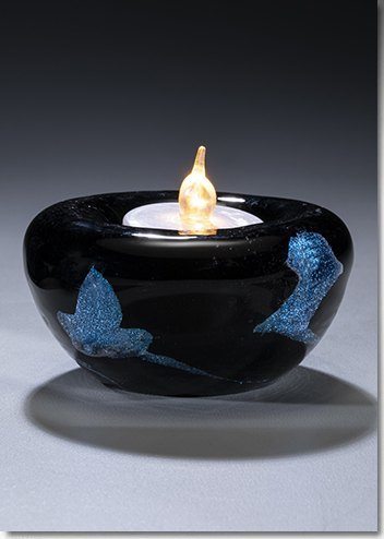 Black Blue Cremation Ash Candle